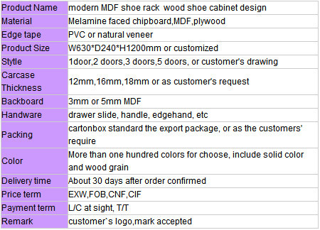 MDF Board Melamine Shoe Rack