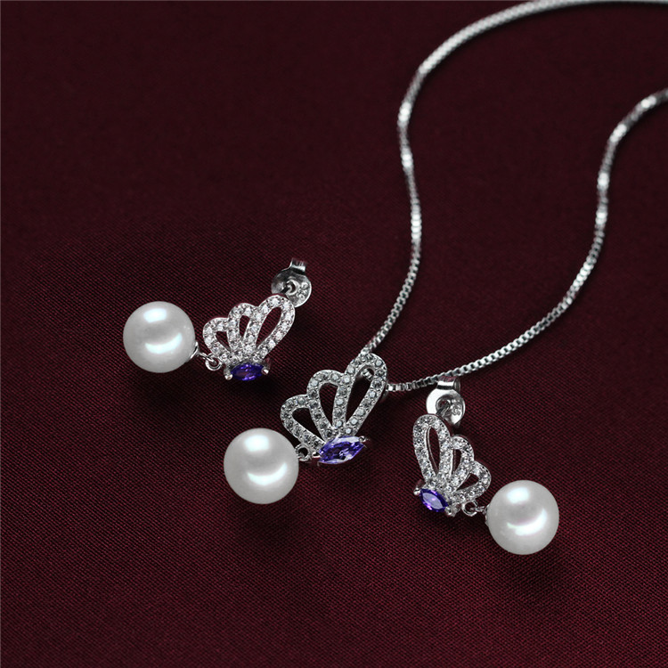 Hot-Sale Bridal Silver Freshwater Real Pearl Set