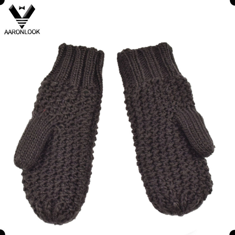 Women Winter Warm Knitted Mitten with Fleece Inner Lining