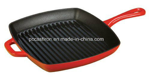 Popular Design Cast Iron Skillet with Green Enamel Coating