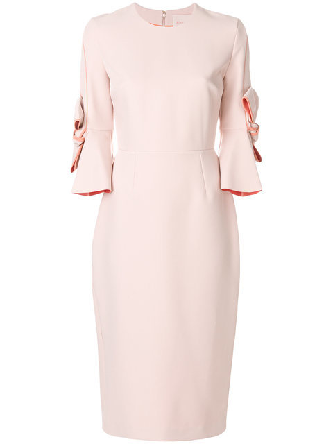 Elegant Half Sleeve Woven Pencil Dress with Bowknot Sleeves