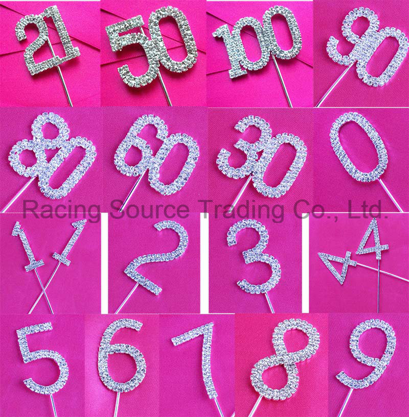 Rhinestone Numbers 1# to 100# on Pick Wedding Cake Topper