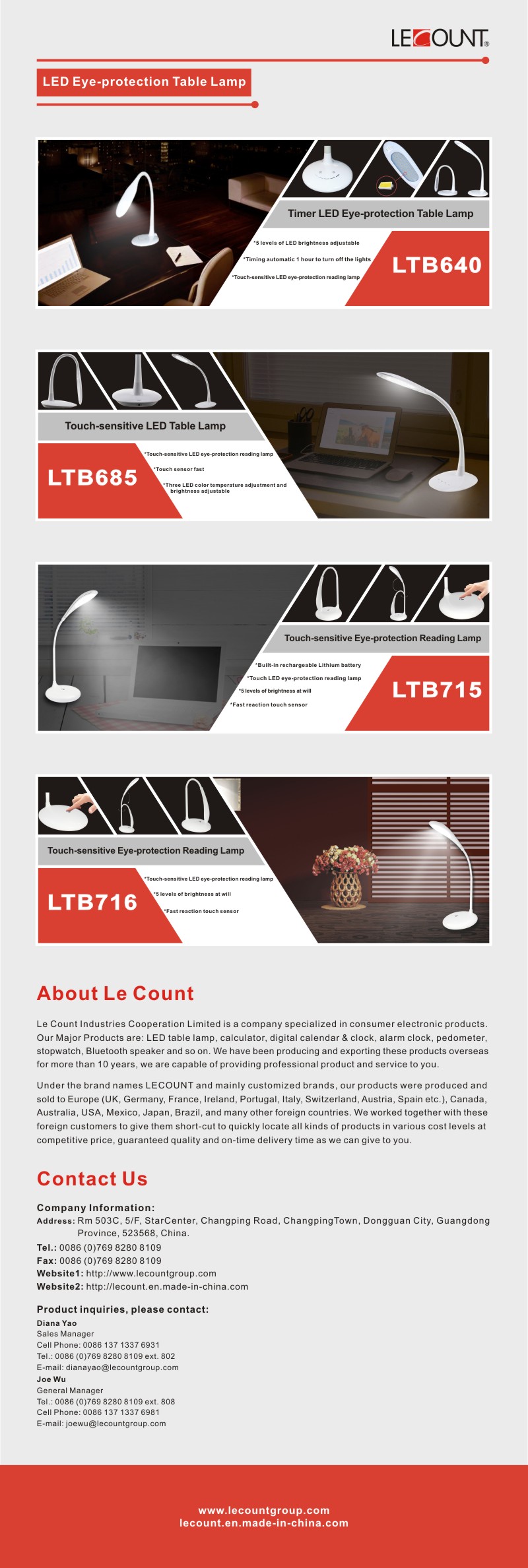 Touch Sensor LED Eye-Protection Reading Table Lamp (LTB685)