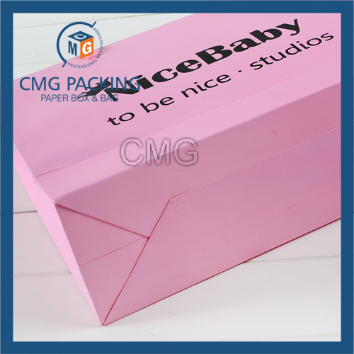 Promotion Paper Bag Pink Matt Surface Black Printing with Logo (CMG-MAY-038)