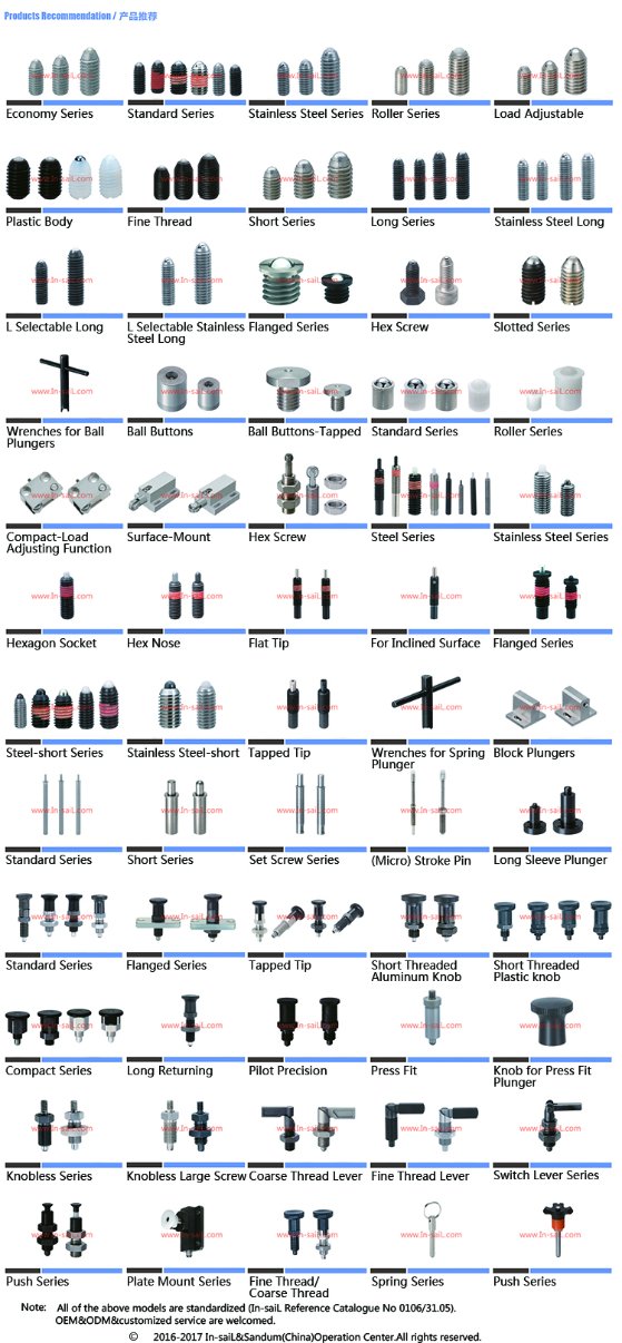 Spring Plungers, Indexing Plungers, Locking Bolts, Lateral Spring Plungers