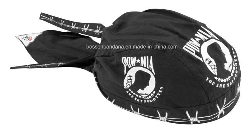 Custom Made Logo Printed Cotton Dew Rag Adjustable Skull Bandana Head Wrap Headscarf