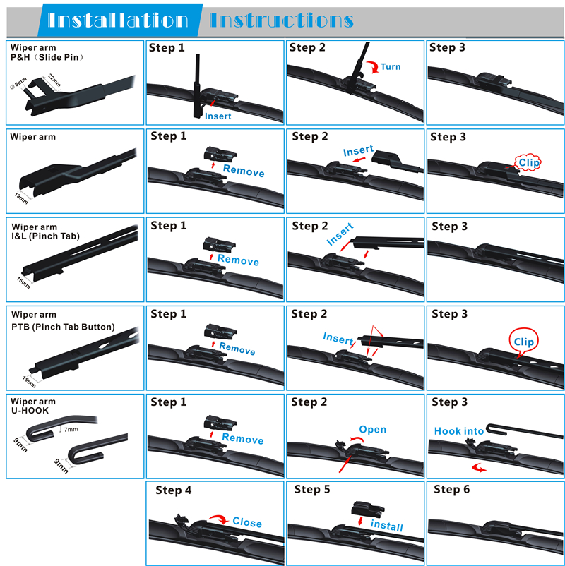 Exact Fit 5 in One Adaptor High Quality Hybrid Wiper Blade