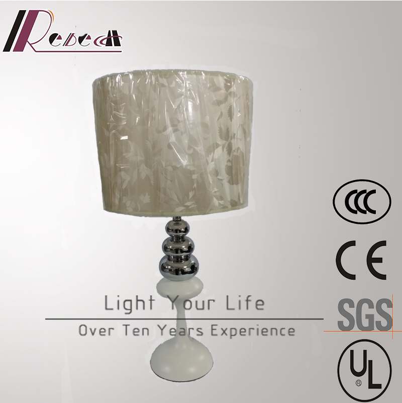 Hotel Decorative Chrome Table Lamp with Fabric Shade