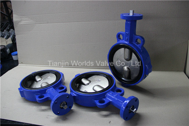 Rubber Liner Wafer Butterfly Valve with 2 PCS Split Body