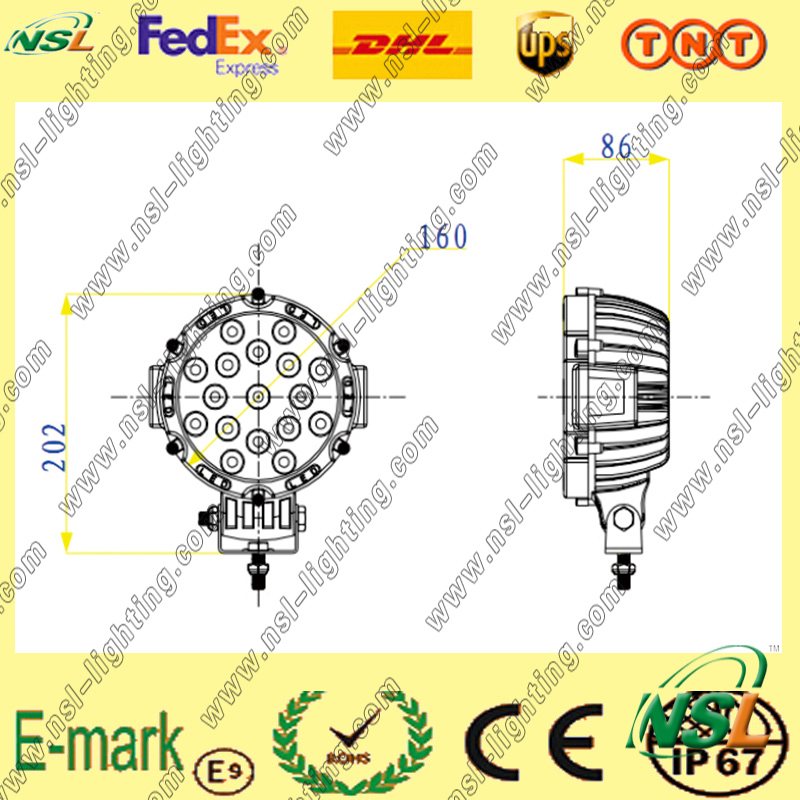 New Wide Voltage (9~32V) 43W LED Work Light/Car Fog Machine/Boat Lights/Lights for Fishing