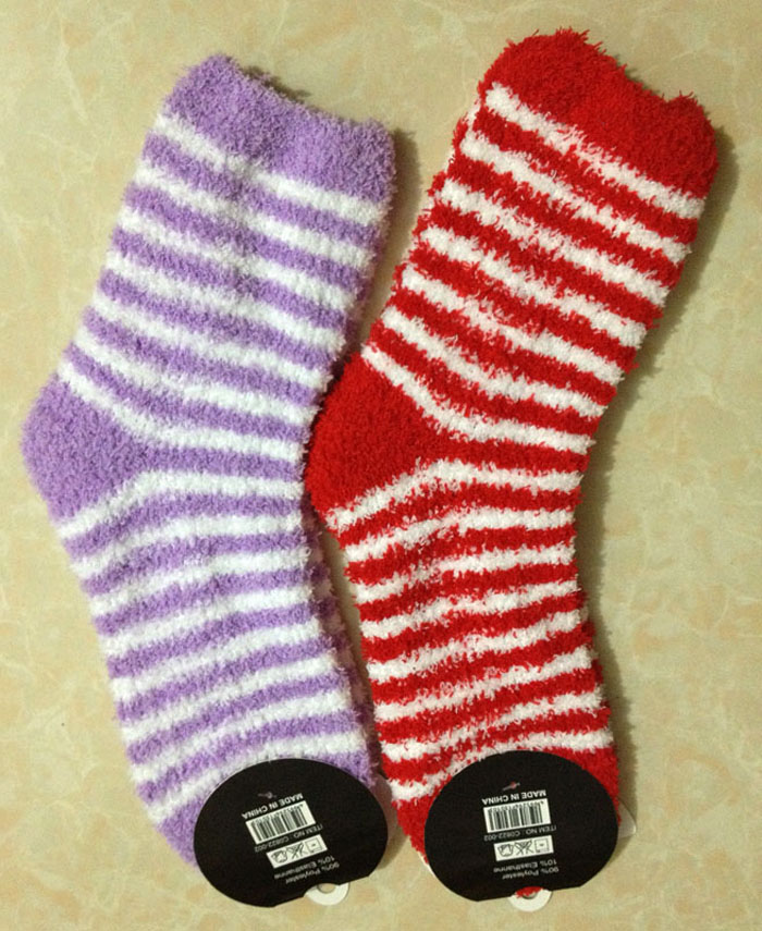 Lady Feather Bed Socks with Stripe Pattern