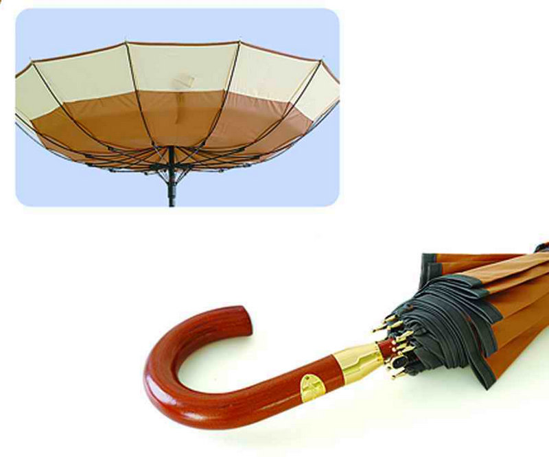 12 Ribs Windproof Fiberglass Wooden Shaft Border Umbrella (YS-SM25123517R)