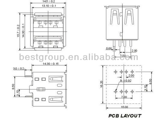 Rj Connector USB Connector Doub; E USB Connector