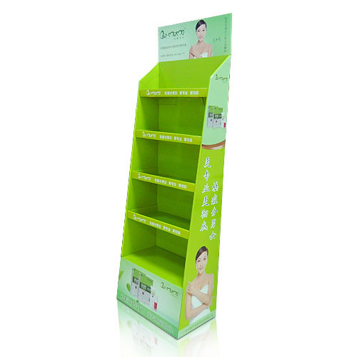 Cmyk Printed Cardboard POS Display, Floor Display Rack