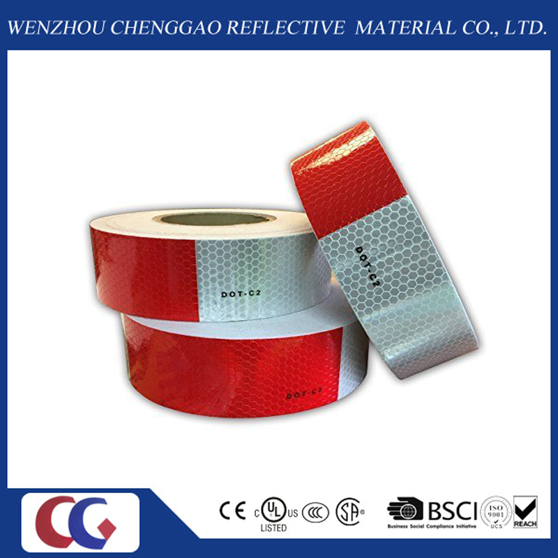 Red and White PVC Crystal Lattice Reflective Tape (C3500-B(D))