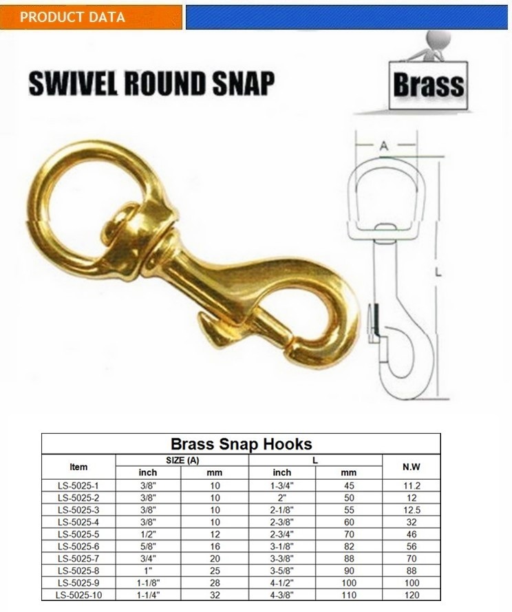 Brass Spring Clip Dog Swivel Snap Hook