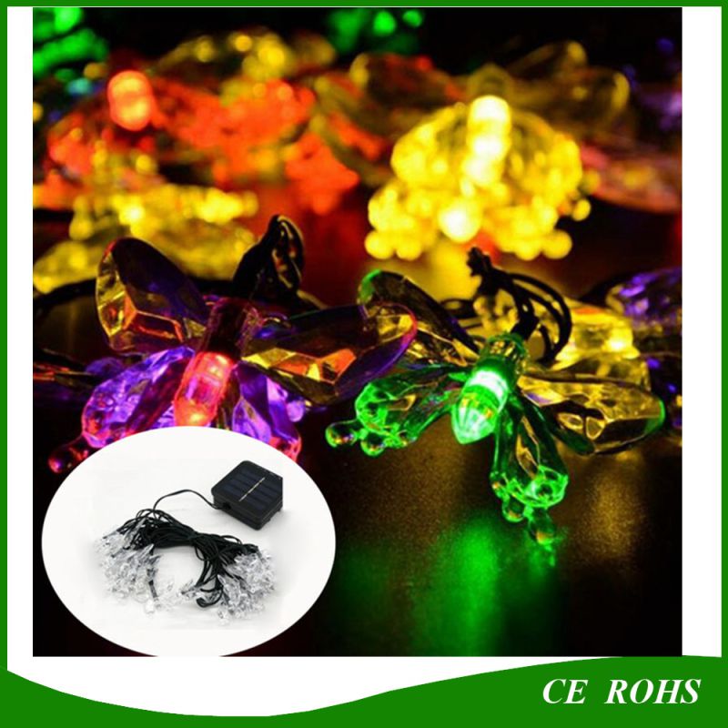 20LEDs Colorful Butterfly Waterproof Christmas Outdoor Garden Solar LED Decoration Light Solar String Lights