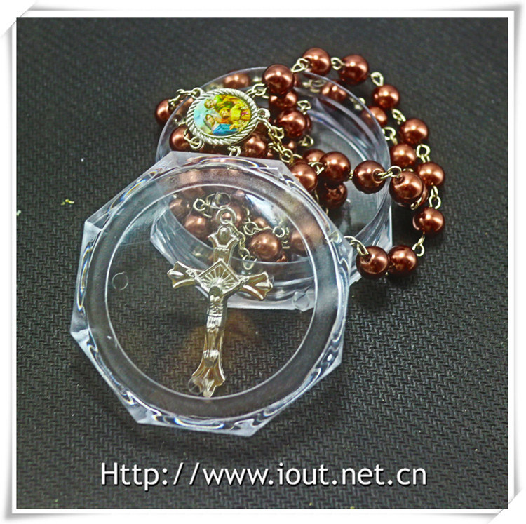 Religious Metal Packing Box, Round Box, Catholic Box, Rosary Box (IO-p032)