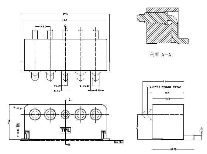 Customized 5pin Right Angle Pogo Pin Battery Connector with High Current