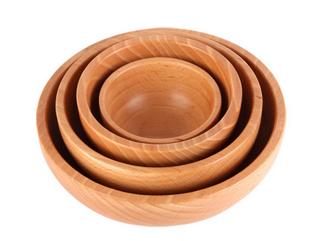 Beech Wooden Round Bowl Salad Bowl