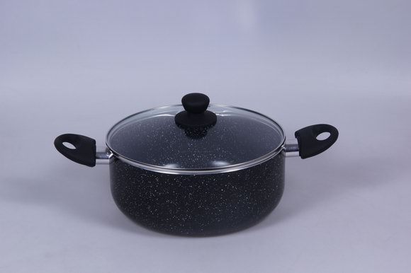 Full 3.0mmx3003 Aluminium Alloy Fry Pan with Non-Stick 2-Layer Marble Coating and Induction Base