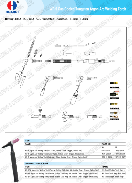 Wp-9 Air-Cooled TIG Welding Gun