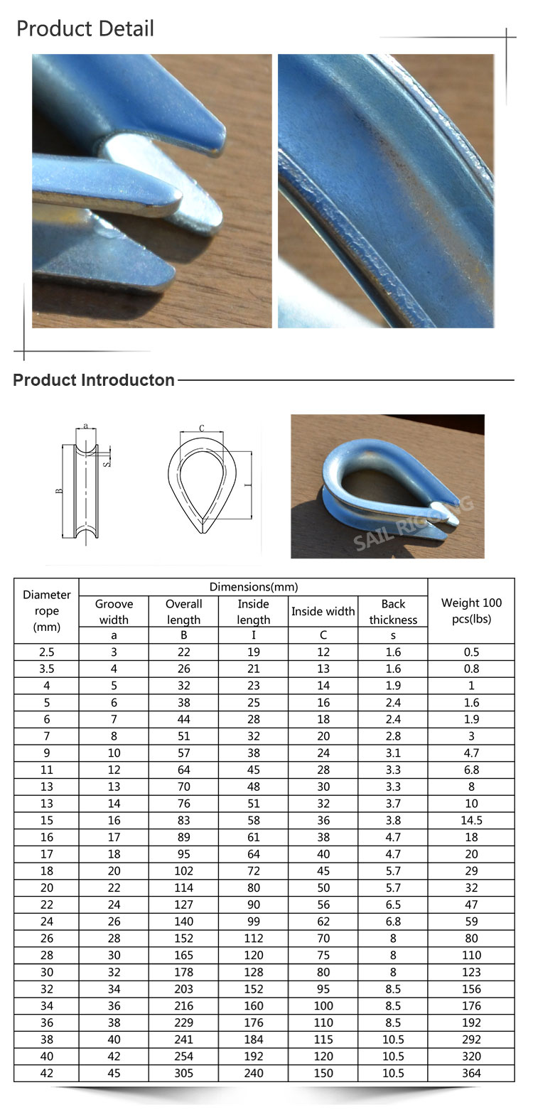 DIN6899A Stainless Steel Wire Rope Thimble