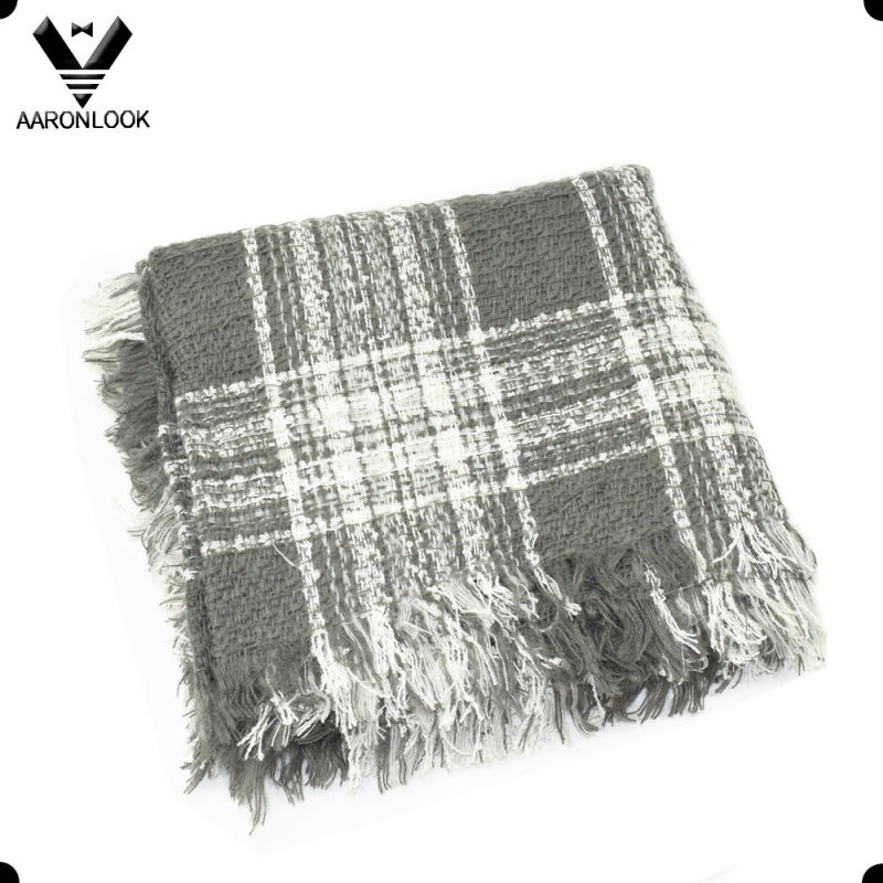 Ladies Winter Acrylic Fringe Edge Woven Knit Square Scarf