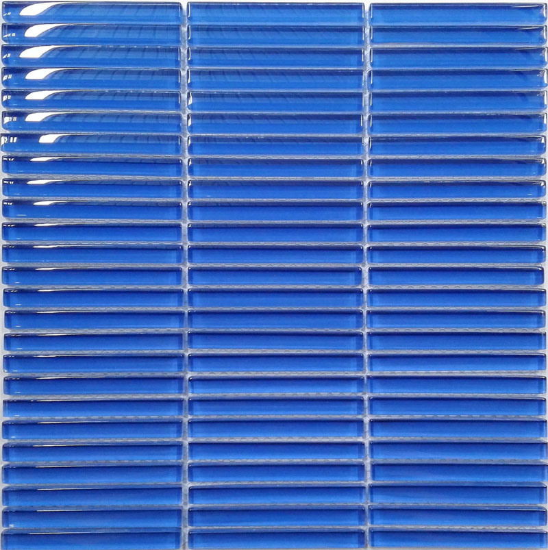 Dark Blue Strip Glass Mosaic Tile (PT56)