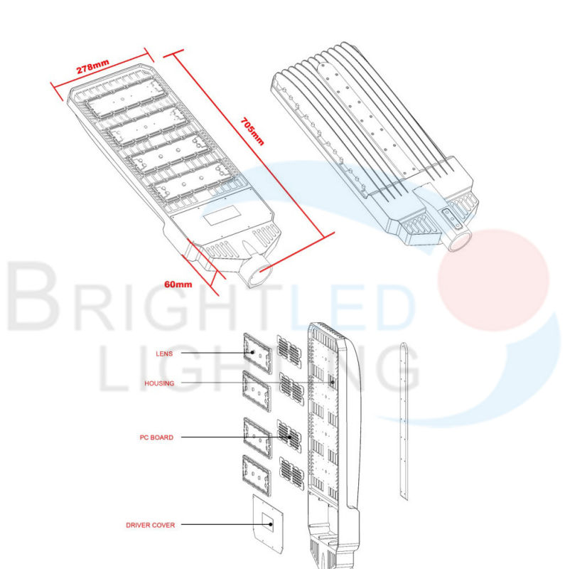 high Lumen 200W Angle Adjustable LED Street Lighting China