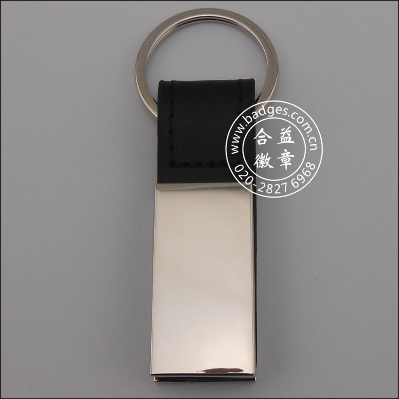 Leather Keychain, Metal Keyring with Engraved Logo (GZHY-KA-015)