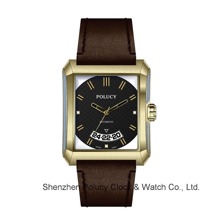 Men's Skeleton Automatic Mechanical Leather Wrist Watches for Men