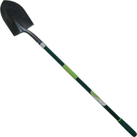 Garden Tools Forged Steel Sharp Spade Round Shovel with Fibreglass Handle