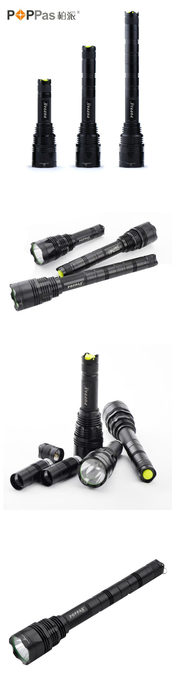 800lumens CREE Xm-L T6 Professional Hunting LED Flashlight (POPPAS- F10)