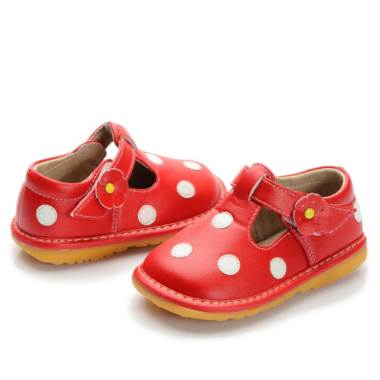 Baby Girl Squeaky Shoes Red with White Polka Dots Different Colors