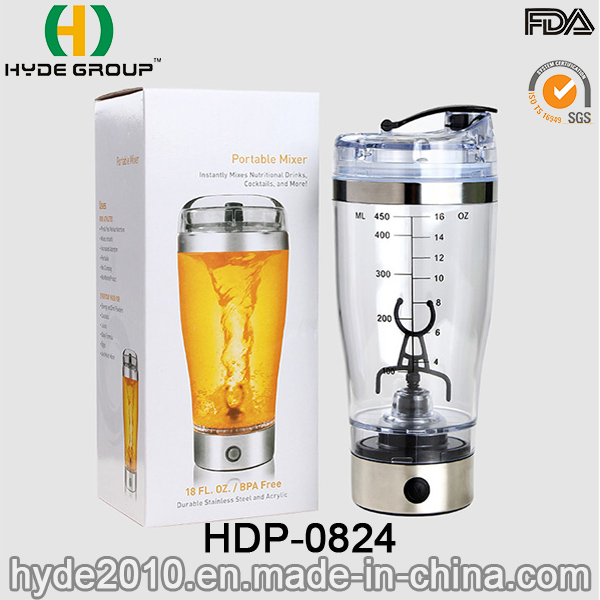 Newly 450ml Plastic Electric Vortex Shaker Bottle, Electric Protein Shaker Bottle (HDP-0824)