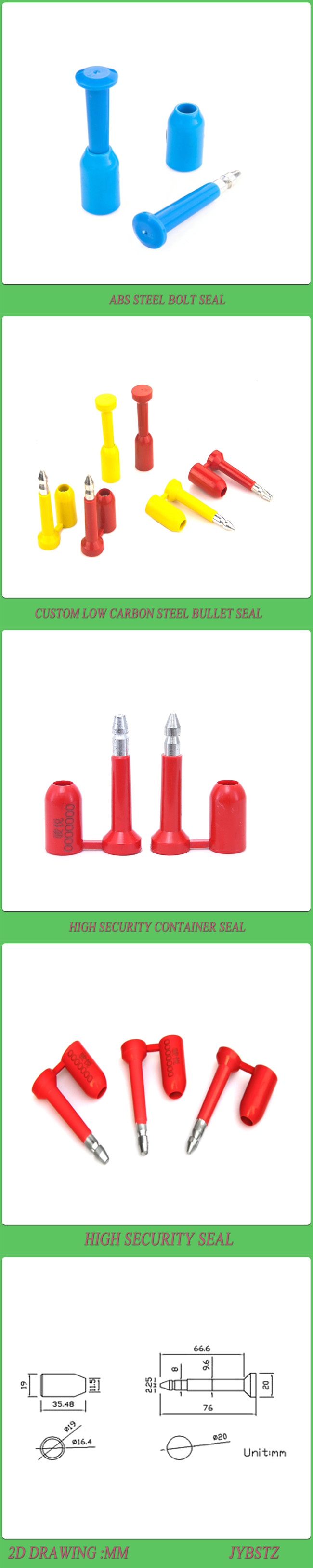 High Security Bullet Seals (JYS031) , Container Bolt Seal