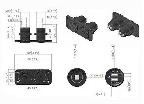 My2213 Waterproof Double USB Socket Switch/Electrical Outlet/USB Charger