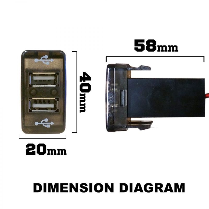 Car Dual USB Charger Audio Port Interface LED Light for Toyota Prado 120 Series