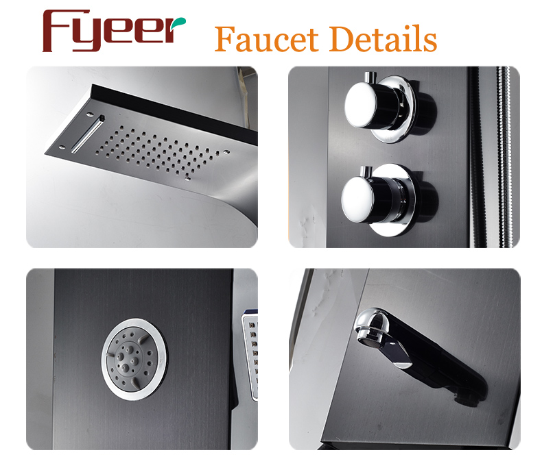 Fyeer Stainless Steel Black Shower Panel