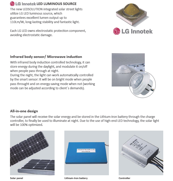 50W All in One Integrated LED Solar Street Light