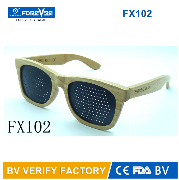 Fx102 Good Quality Wooden Sunglasses with Pinhole Lens