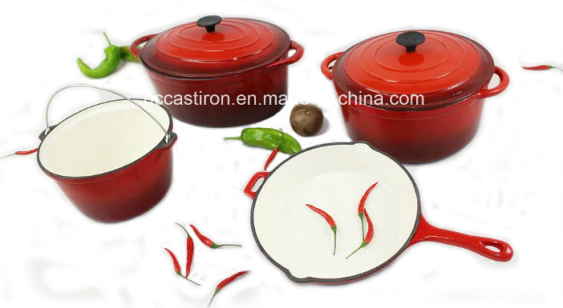 4PCS Cast Iron Cookware Set in Green Color