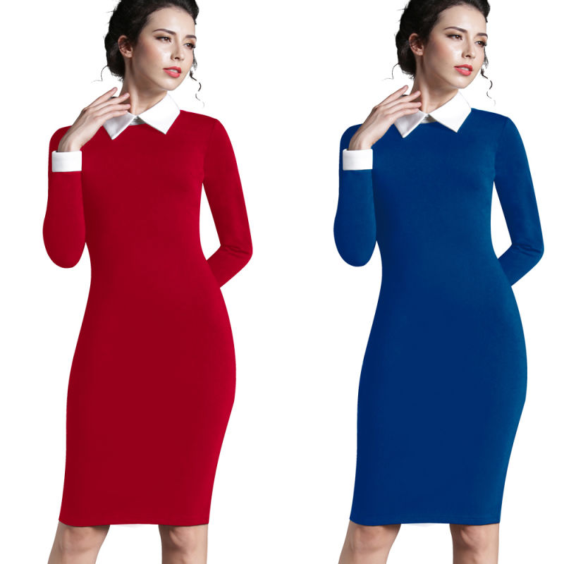 Autumn Women Work Dress Fit Business Office Pencil Bodycon MIDI Dress