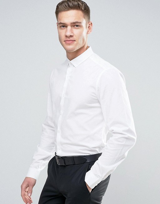 Tall Slim Shirt with Stretch in White