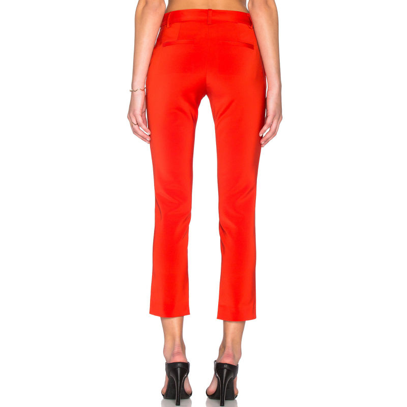 Polyester Bright Red Fashion Pants for Women