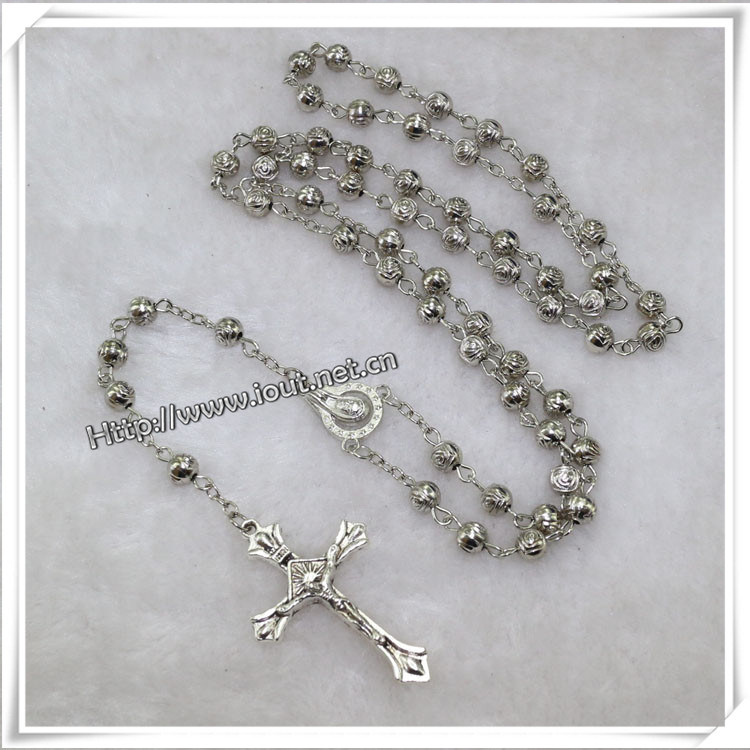 Wholesale Jesus Cross Wooden Rosary Necklaces (IO-cr242)