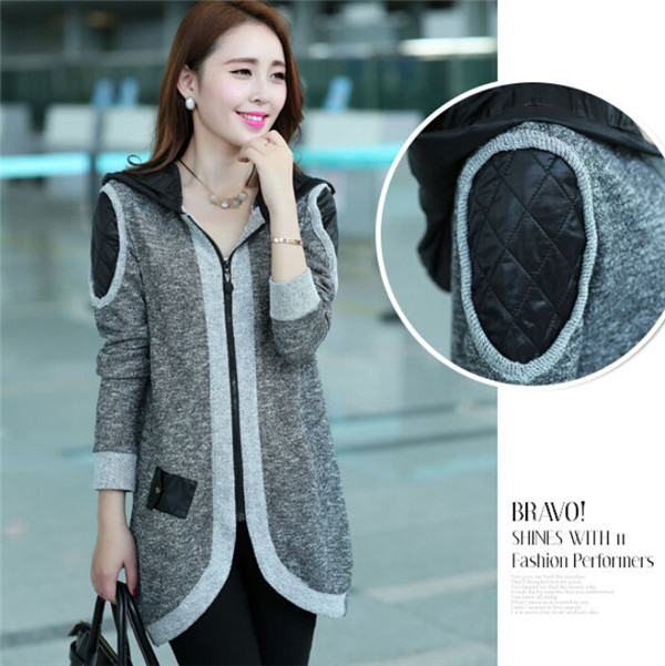 Korean Fashion High Quality Women Casual Long Hooded Coat