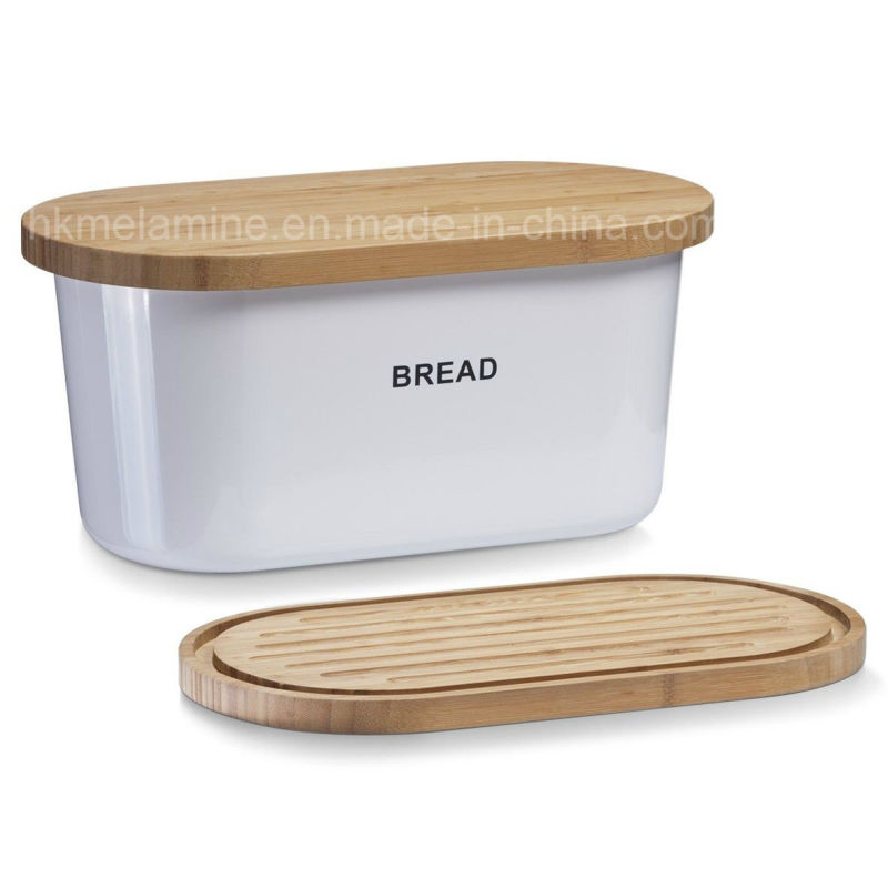 Melamine Bread Box with Bamboo Lid (BW248)