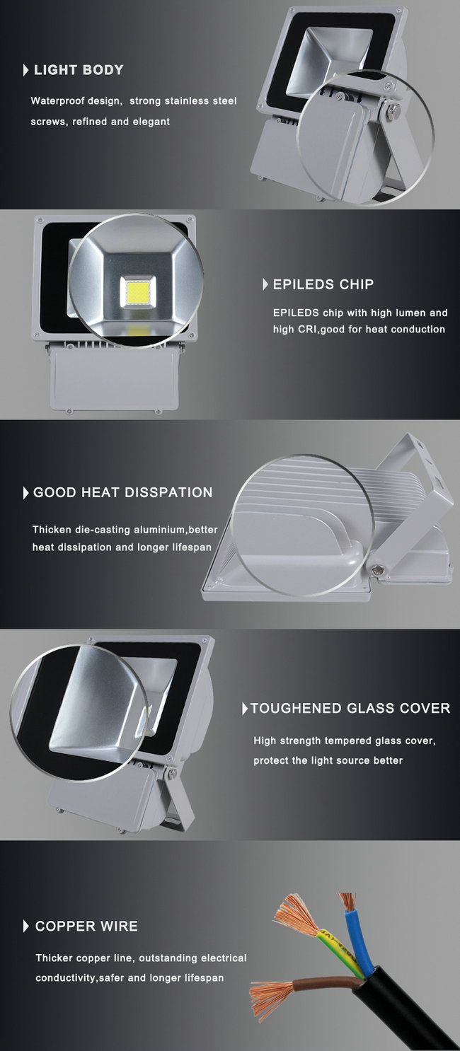 70W LED Flood Light with 2~3 Years Warranty COB IP65